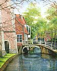 Delft Paintings - Delft Canal Bridge by Barbara Felisky